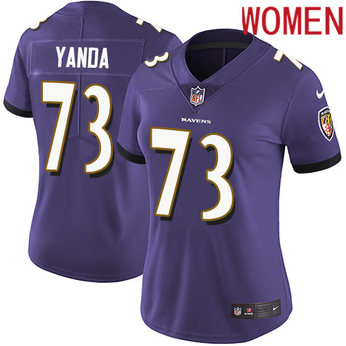 2019 Women Baltimore Ravens 73 Yanda purple Nike Vapor Untouchable Limited NFL Jersey